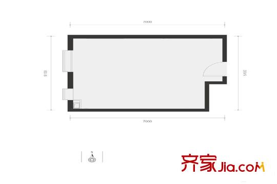 东亚尚品台湖49平一居D户型图 1室1厅1卫1厨