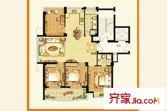 愛(ài)斯大廈A戶(hù)型 4室2廳2衛(wèi)1廚