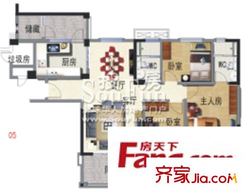 南沙碧桂园别墅户型图惬意三房 3室2厅2卫