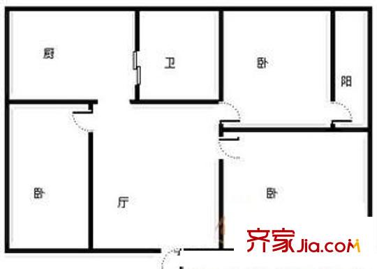 洪渡新村 3室1廳1衛(wèi)1廚 戶型圖