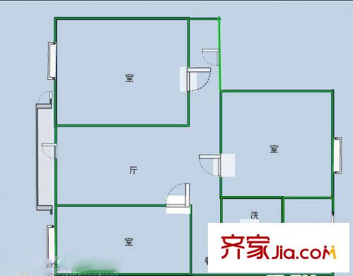 洪渡新村 3室2廳1衛(wèi)1廚 戶型圖