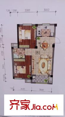 菁華園 2室2廳1衛(wèi)1廚 戶型圖