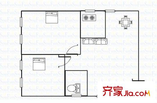 高塘三村戶型圖1 2室1廳1衛(wèi)1廚