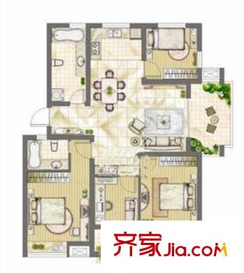和風(fēng)麗園 4室2廳2衛(wèi)1廚 戶型圖