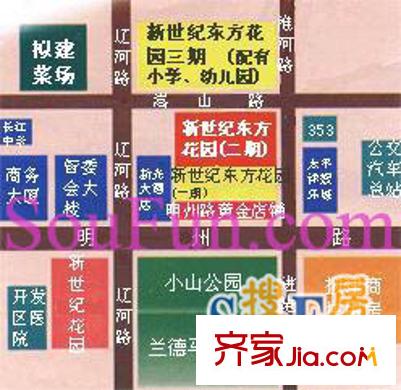 新世紀(jì)東方花園交通圖