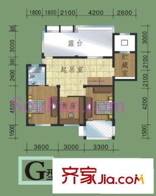 青林嘉園戶型圖G戶型閣樓層 4室1廳1衛(wèi)1廚
