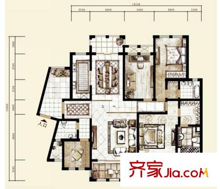 開明小區(qū)戶型圖五室 