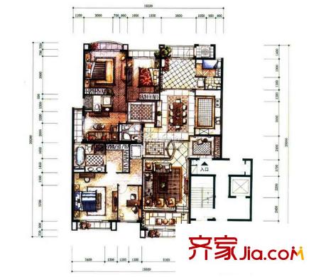 開明小區(qū)戶型圖四室 