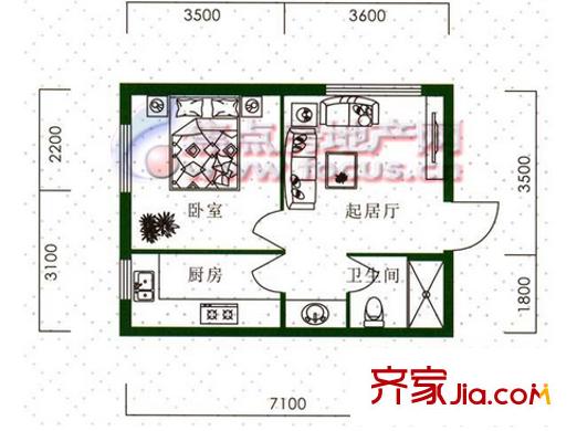 開明小區(qū)戶型圖一室 