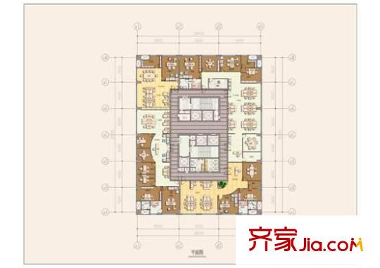 好時(shí)光戶型圖寫(xiě)字樓標(biāo)準(zhǔn)層平面圖 2室
