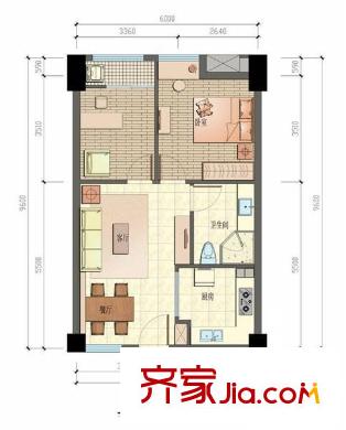 好時(shí)光戶型圖80方標(biāo)準(zhǔn)層平面圖 2室2廳1衛(wèi)1廚