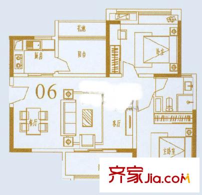 万科柏悦湾户型图2室2厅户型图 2室2厅1卫1厨