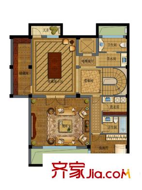紫東名府C戶(hù)型陽(yáng)光首層平面 4廳2衛(wèi)