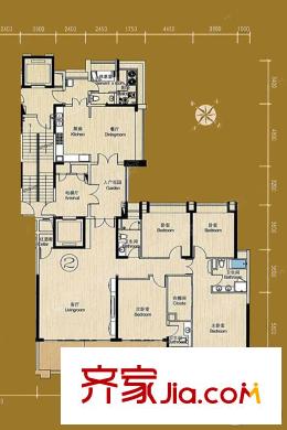 珠光・御景壹平方米A1栋 02户型 5室2厅3卫1厨