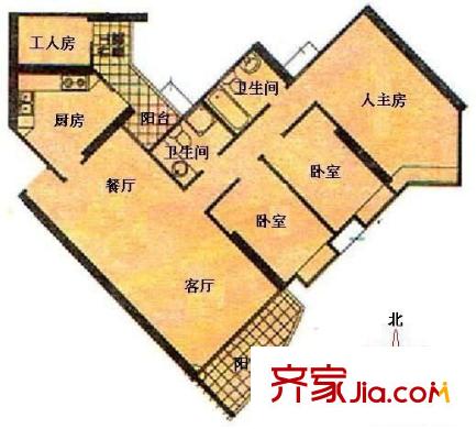 恒宝华庭户型图4室2厅户型图 4室2厅2卫1厨