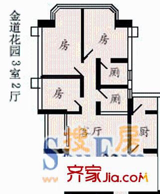 金道花园户型图户型图 3室2厅2卫1厨