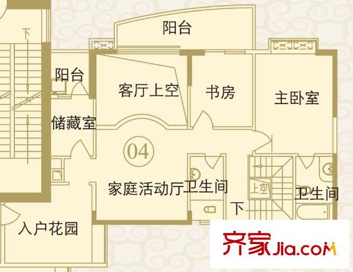 瑞安花园户型图31―33层04单元户型图 5室3厅3卫1厨