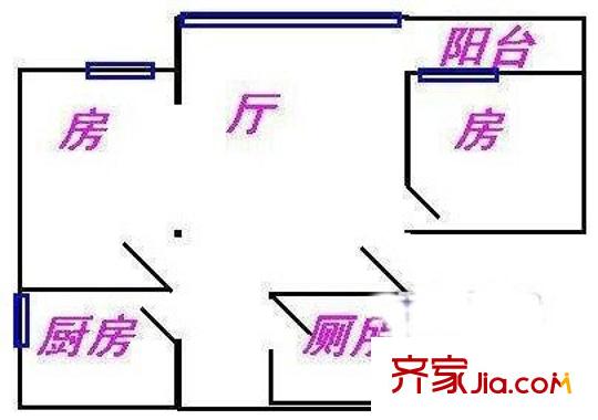金道花园户型图2室1厅户型图 2室1厅1卫1厨