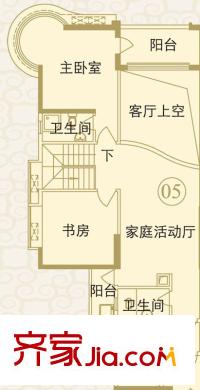 瑞安花园户型图31―33层05单元户型图 5室3厅3卫1厨