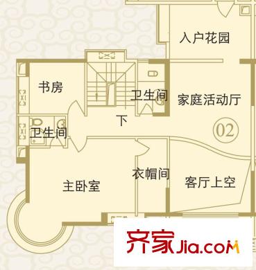 瑞安花园户型图31―33层02单元户型图 5室3厅3卫1厨