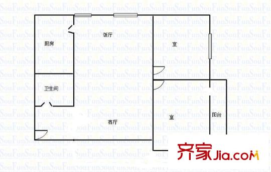 周门小区 2室 户型图