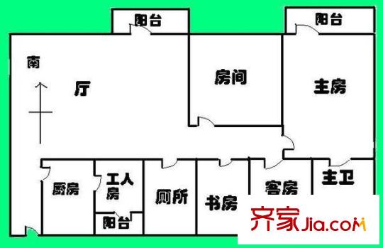 芳村花园户型图5室2厅户型图 5室2厅2卫1厨