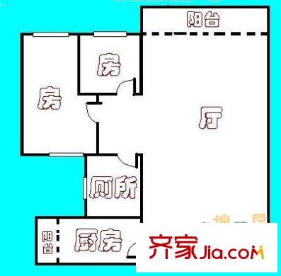 芳村花园户型图2室1厅户型图 2室1厅1卫1厨