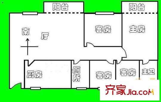 芳村花园户型图3室1厅户型图 3室1厅2卫1厨
