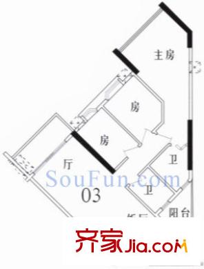 东浚荔景苑户型图3室2厅户型图