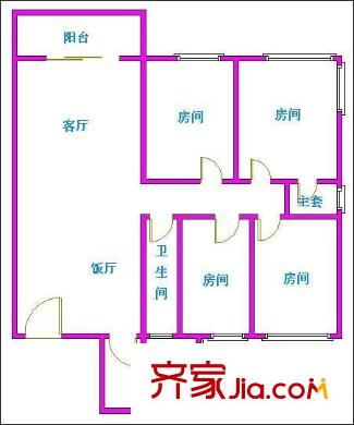 富力广场户型图4室2厅户型图 4室2厅2卫1厨