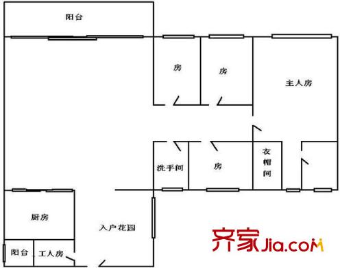 富力广场户型图4室2厅户型图 4室2厅2卫1厨