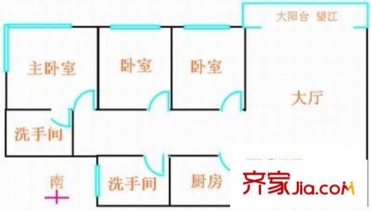 逸翠湾户型图3室1厅户型图 3室1厅2卫1厨
