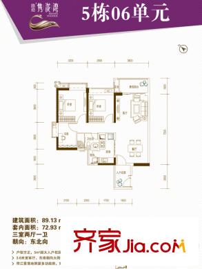 路劲隽泷湾三期5栋06单元 3室2厅1卫1厨