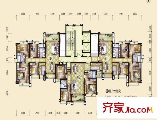 保利公园九里D2栋户型平层图 4室2厅2卫1厨