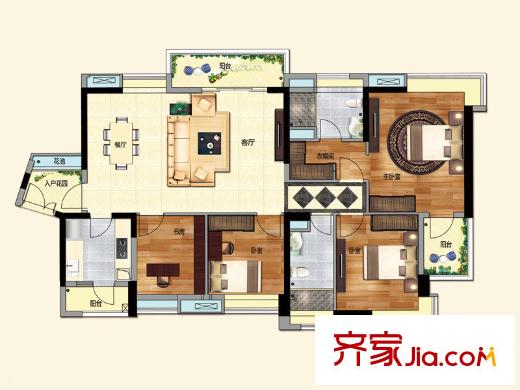 中国铁建荔湾国际城4栋/5栋尊品户型 4室2厅2卫1厨