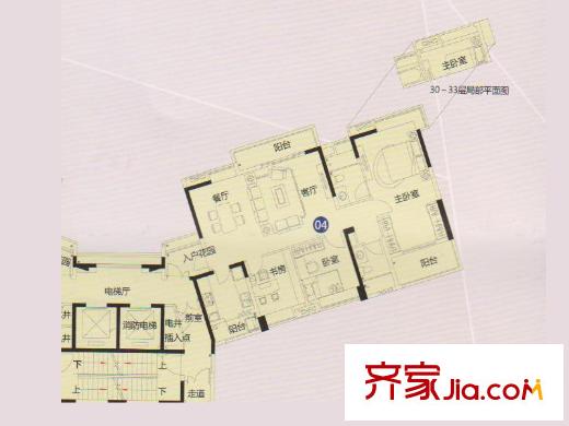 中国铁建荔湾国际城6栋04单位 3室2厅2卫1厨