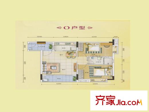 元邦明月水岸O户型 2室1厅1卫1厨