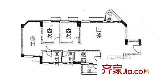 古塘麗景戶型圖3室1廳2衛(wèi) 3室1廳2衛(wèi)1廚