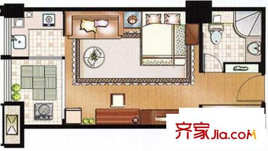 學(xué)府茗苑戶型圖A戶型 1室1廳1衛(wèi)1廚