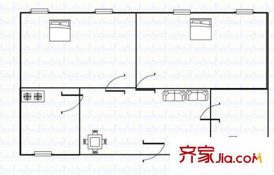 高塘四村戶型圖2室2廳1衛(wèi) 2室2廳1衛(wèi)1廚