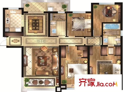 華潤(rùn)中海凱旋門戶型圖【鉑悅28】167戶型 4室2廳2衛(wèi)1廚