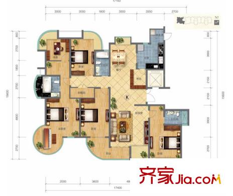 時(shí)代金領(lǐng)戶型圖四室 