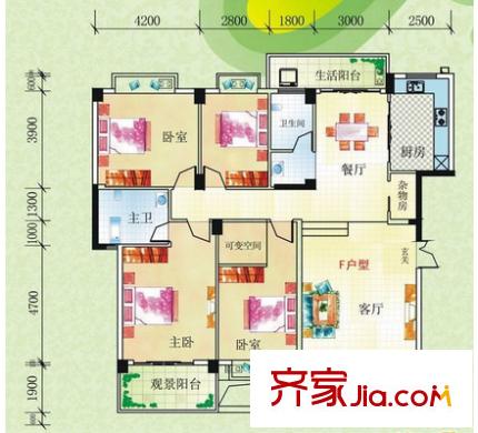 時(shí)代金領(lǐng)戶型圖五室 