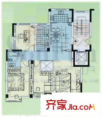 黃金海岸戶型圖戶型A 3室2廳2衛(wèi)1廚