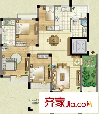 東海明園戶型圖a戶型 4室2廳2衛(wèi)1廚