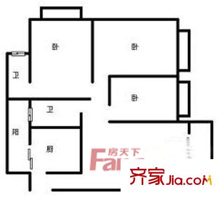 聚金家園戶型圖3室1廳2衛(wèi) 3室1廳2衛(wèi)1廚