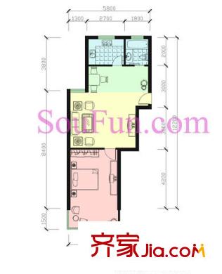 東方苑雅閣戶型圖1室1廳1衛(wèi)1廚戶型圖 1室1廳1衛(wèi)1廚