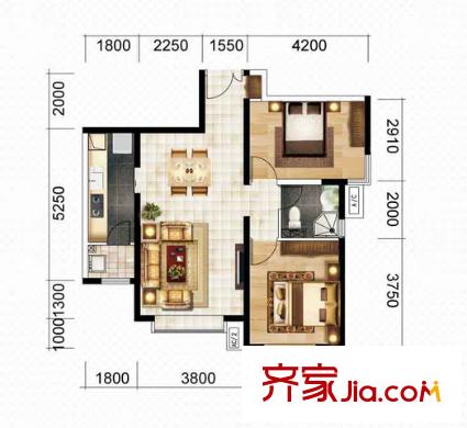 天廬宛小區(qū)戶型圖兩室 