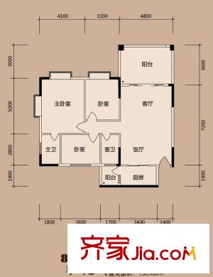 白天鹅花园・御江84栋03单位130.68平方米 3室2厅2卫1厨