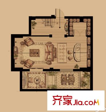 恒威君瀾上府戶型圖花園城堡A1戶型地下室 5室2廳3衛(wèi)1廚